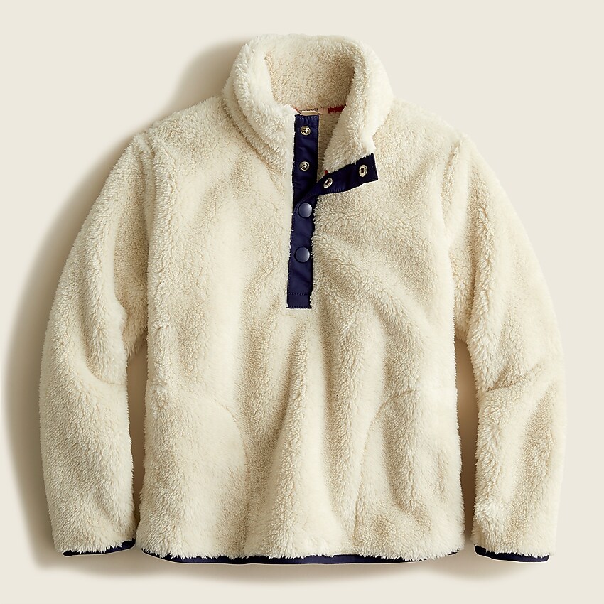 j.crew: girls' sherpa half-snap pullover for girls, right side, view zoomed