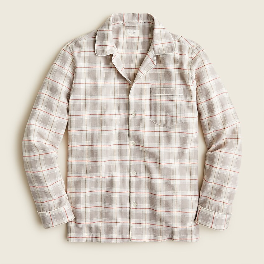 j.crew: flannel pajama shirt for men, right side, view zoomed