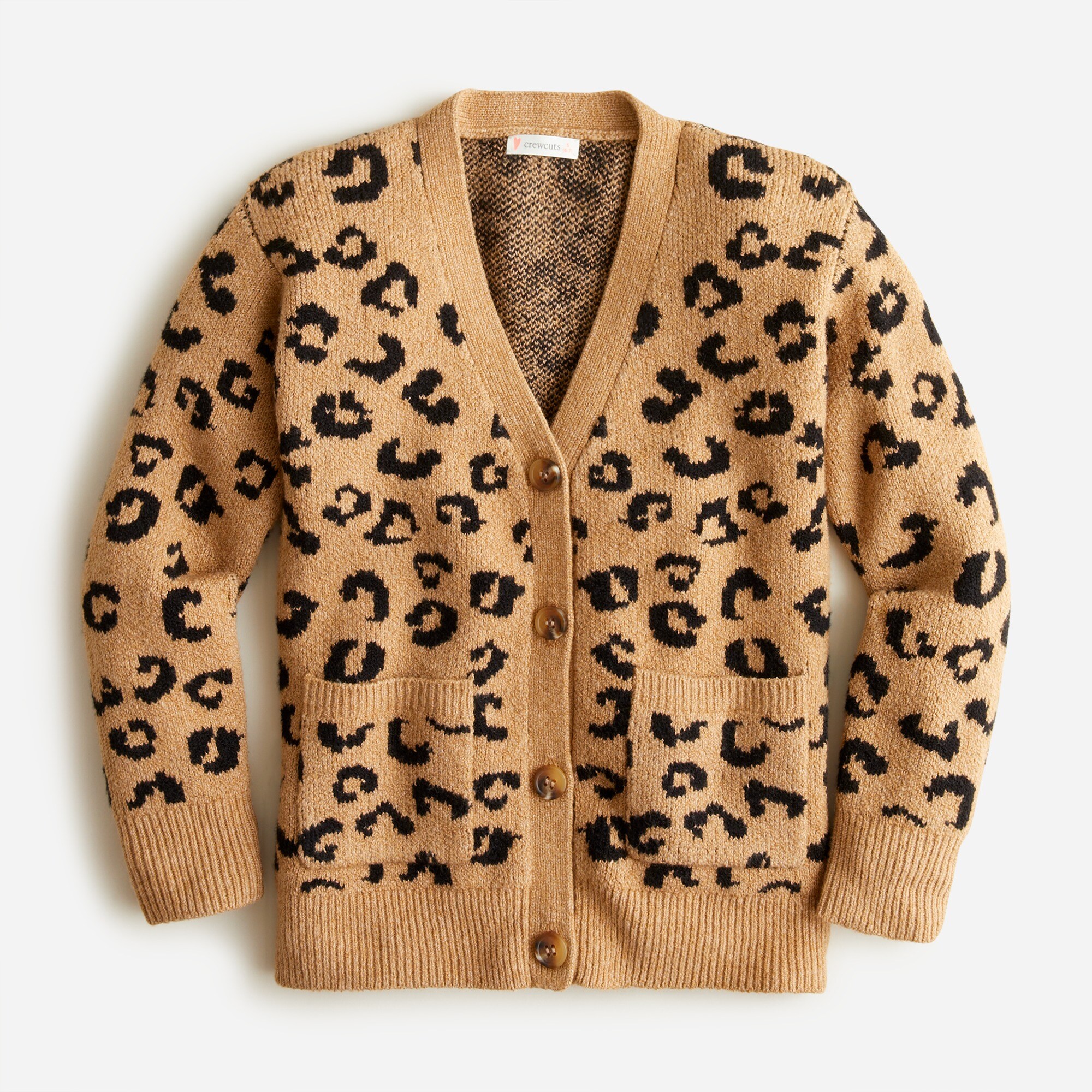 제이크루 걸즈 가디건 J.Crew Girls boxy cardigan sweater in leopard print,CAMEL BLACK MULTI