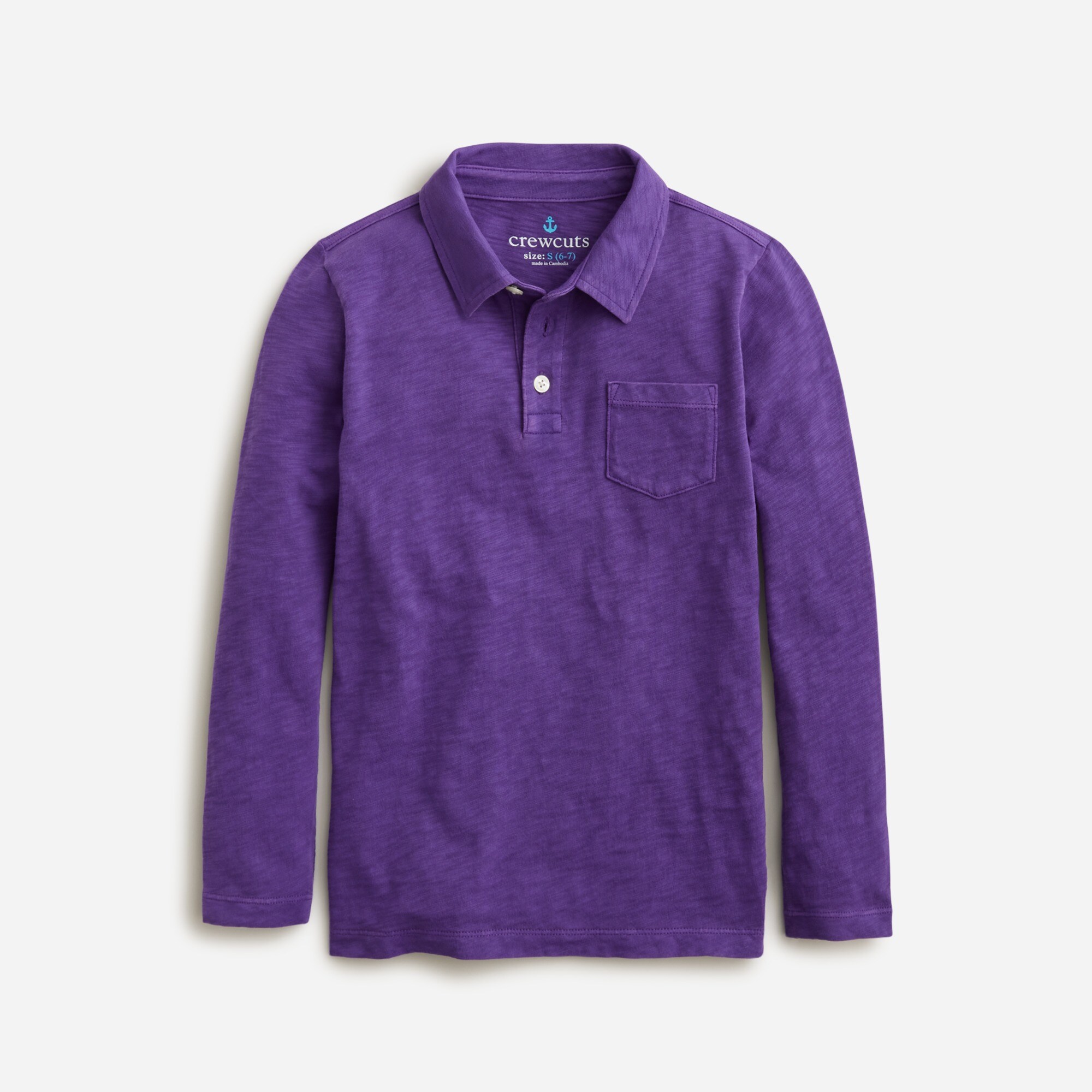  Kids' garment-dyed long-sleeve polo shirt
