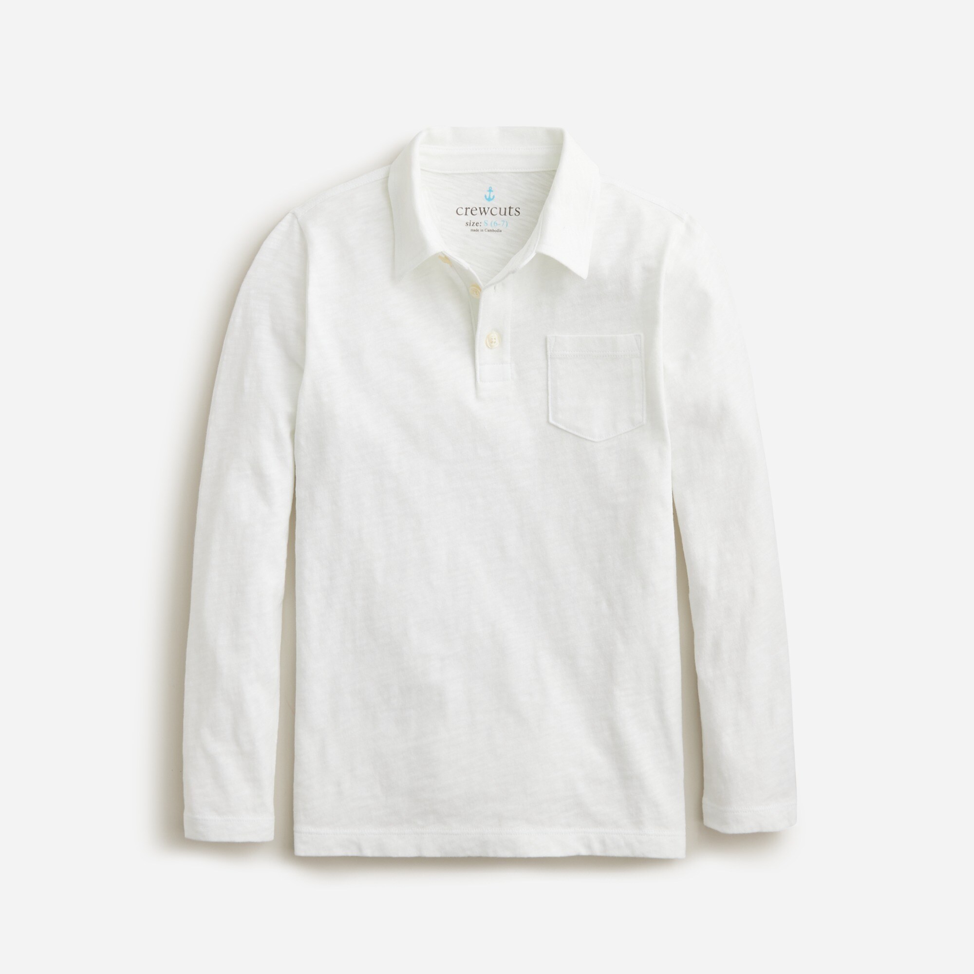  Kids' garment-dyed long-sleeve polo shirt