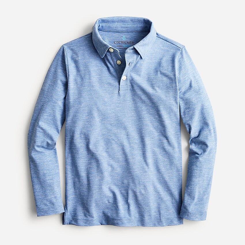 j.crew: boys' active long-sleeve polo shirt for boys, right side, view zoomed
