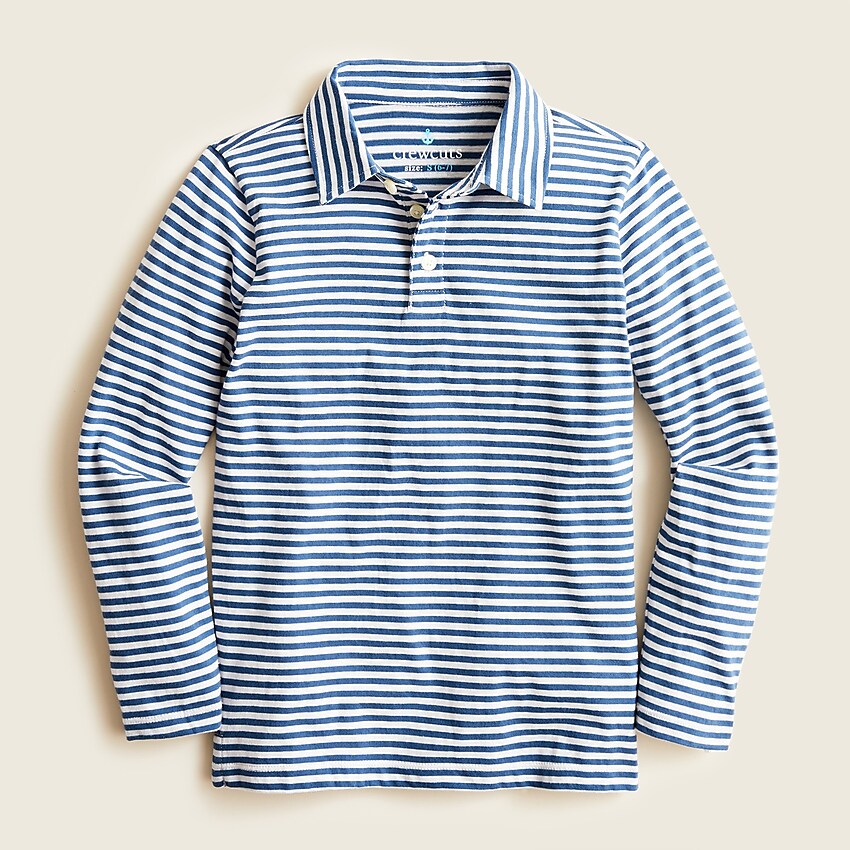 j.crew: boys' long-sleeve polo in slim stripes for boys, right side, view zoomed