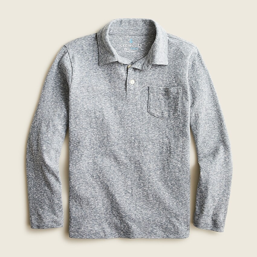 j.crew: boys' long-sleeve pocket polo shirt for boys, right side, view zoomed