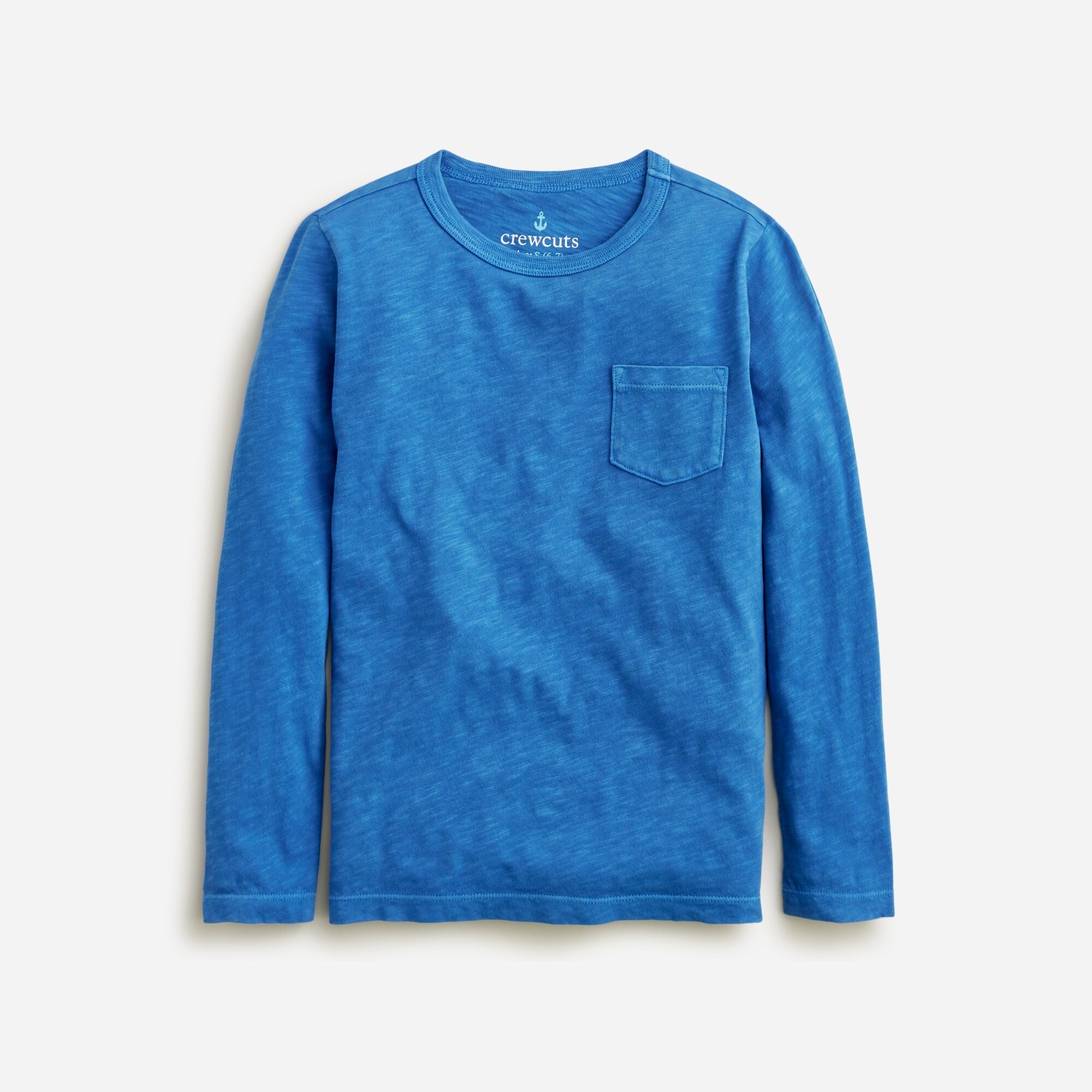  Kids' long-sleeve garment-dyed pocket T-shirt