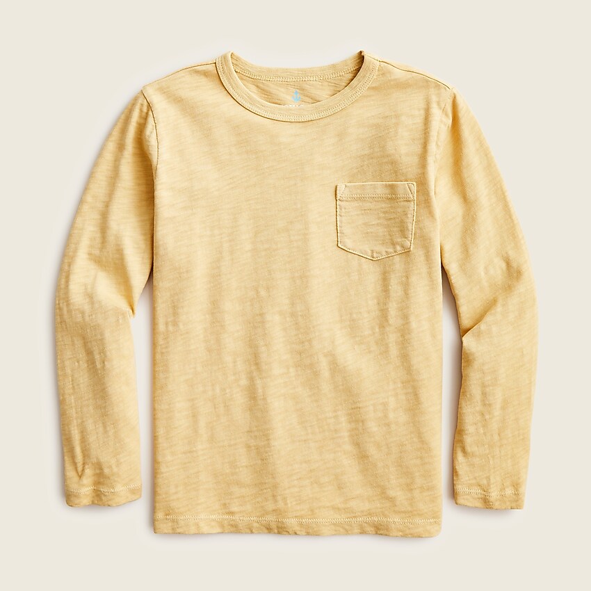 j.crew: boys' long-sleeve garment-dyed pocket t-shirt for boys, right side, view zoomed