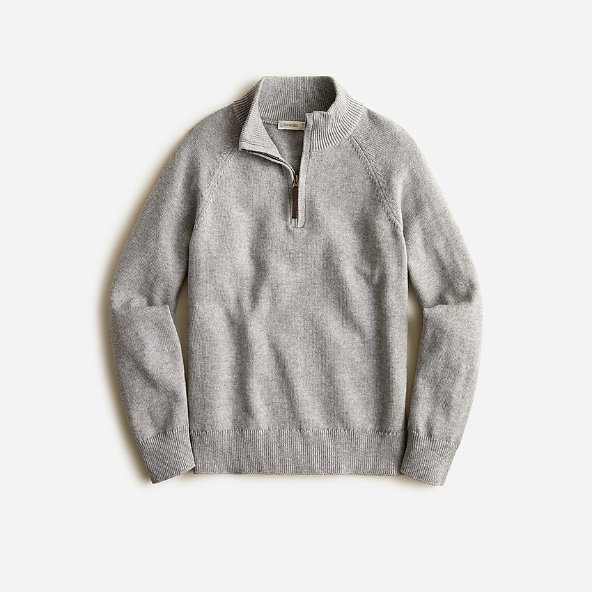 j.crew: boys' cotton-cashmere half-zip sweater for boys, right side, view zoomed