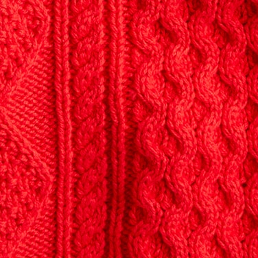 Kids' cable-knit fisherman sweater HARVEST RED