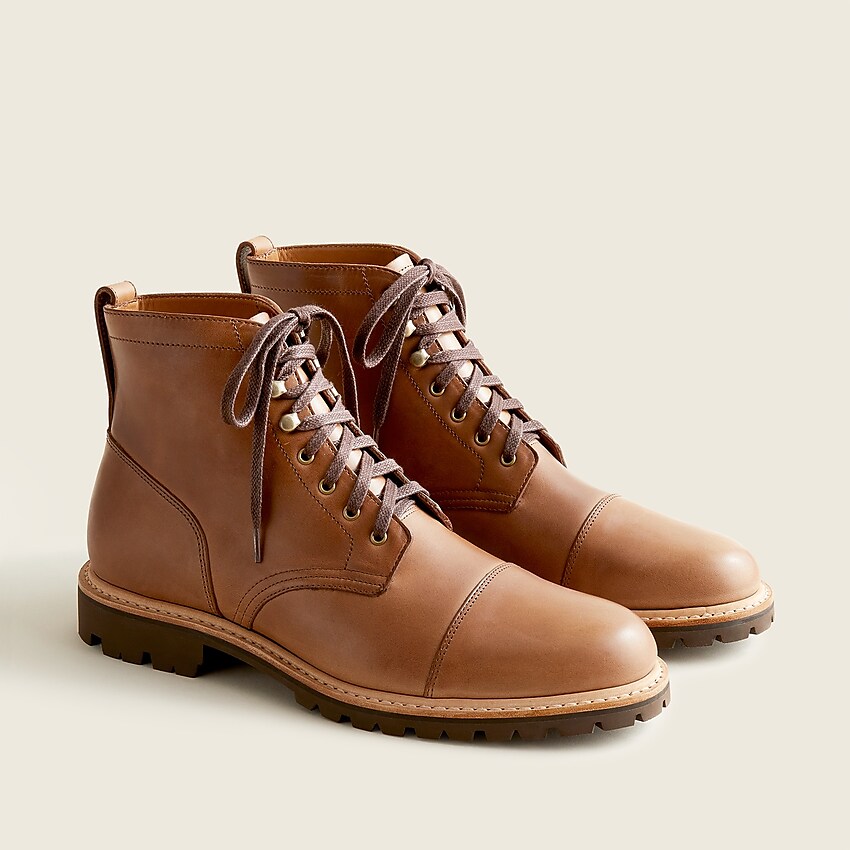 j.crew: kenton cap-toe boots in chromexcel® leather for men, right side, view zoomed