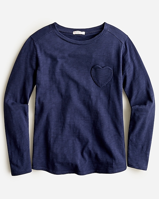 girls Girls' long-sleeve heart-pocket T-shirt