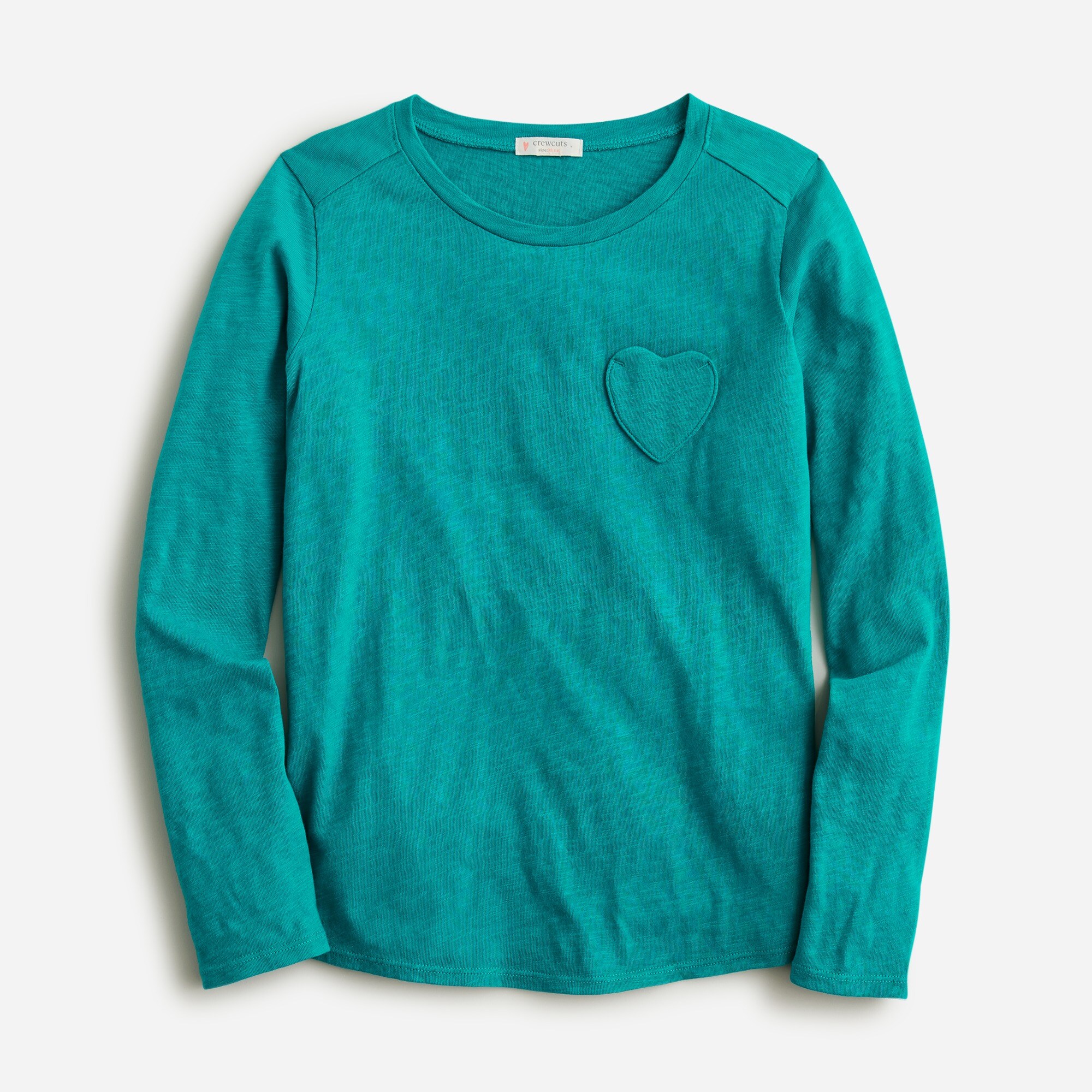  Girls' long-sleeve heart-pocket T-shirt
