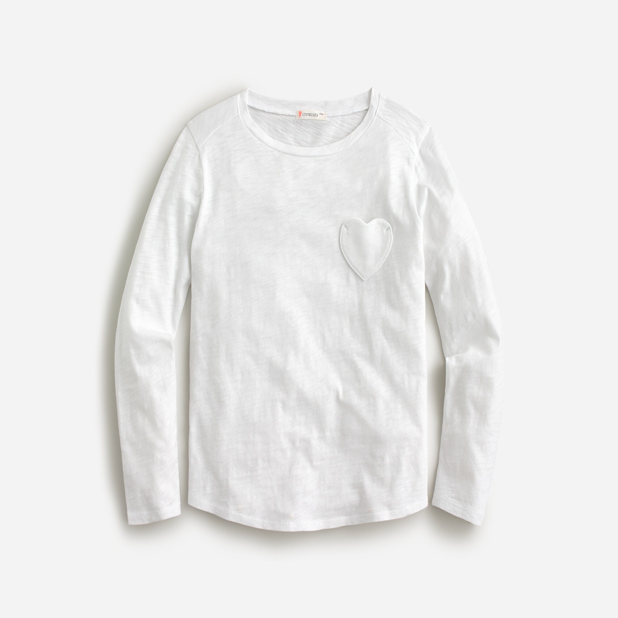 Girls' long-sleeve heart-pocket T-shirt