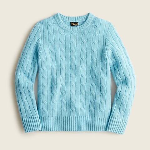 girls Boys' cable-knit cashmere crewneck sweater