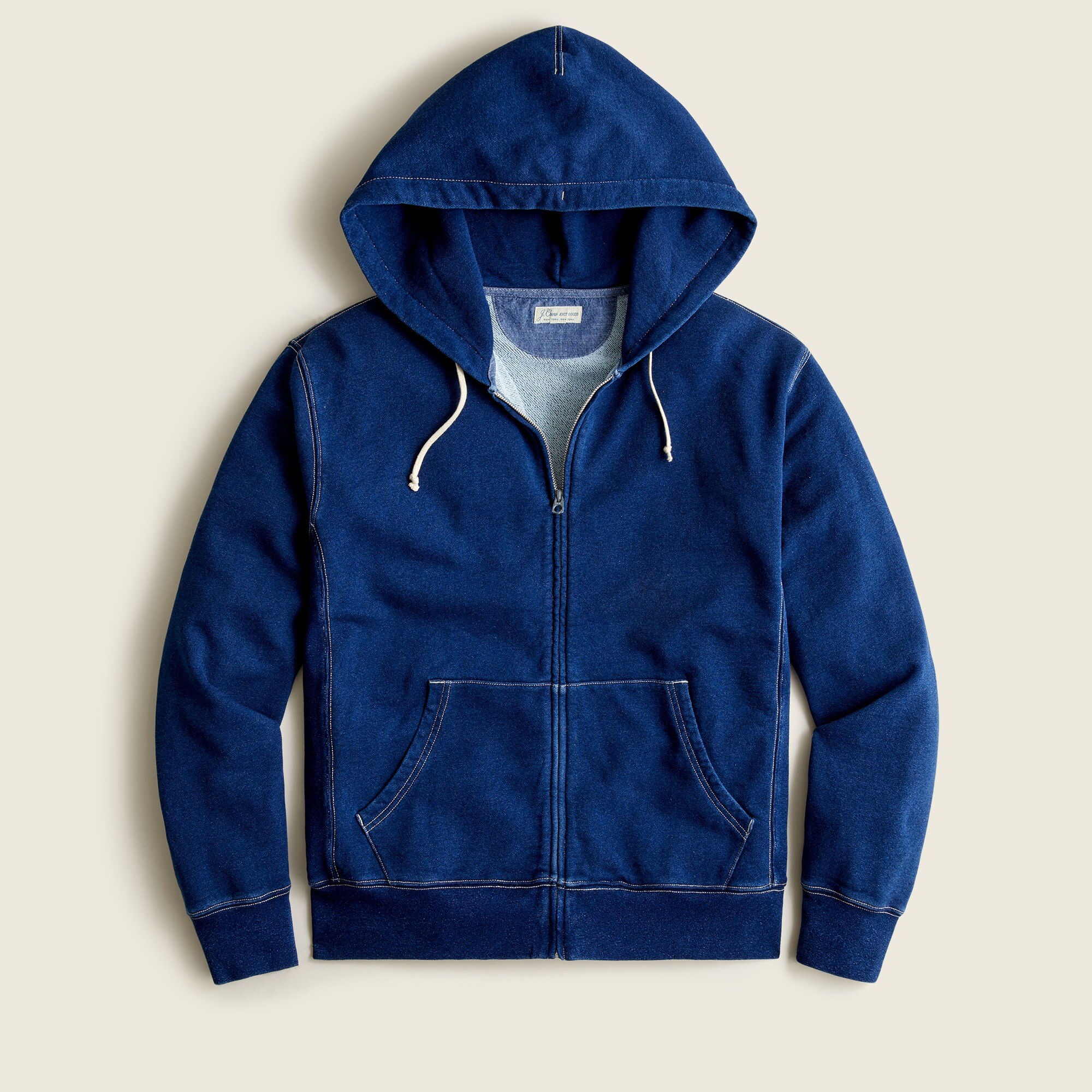 Wallace Barnes Indigo dyed Full zip Fleece Hoodie For Men J.Crew