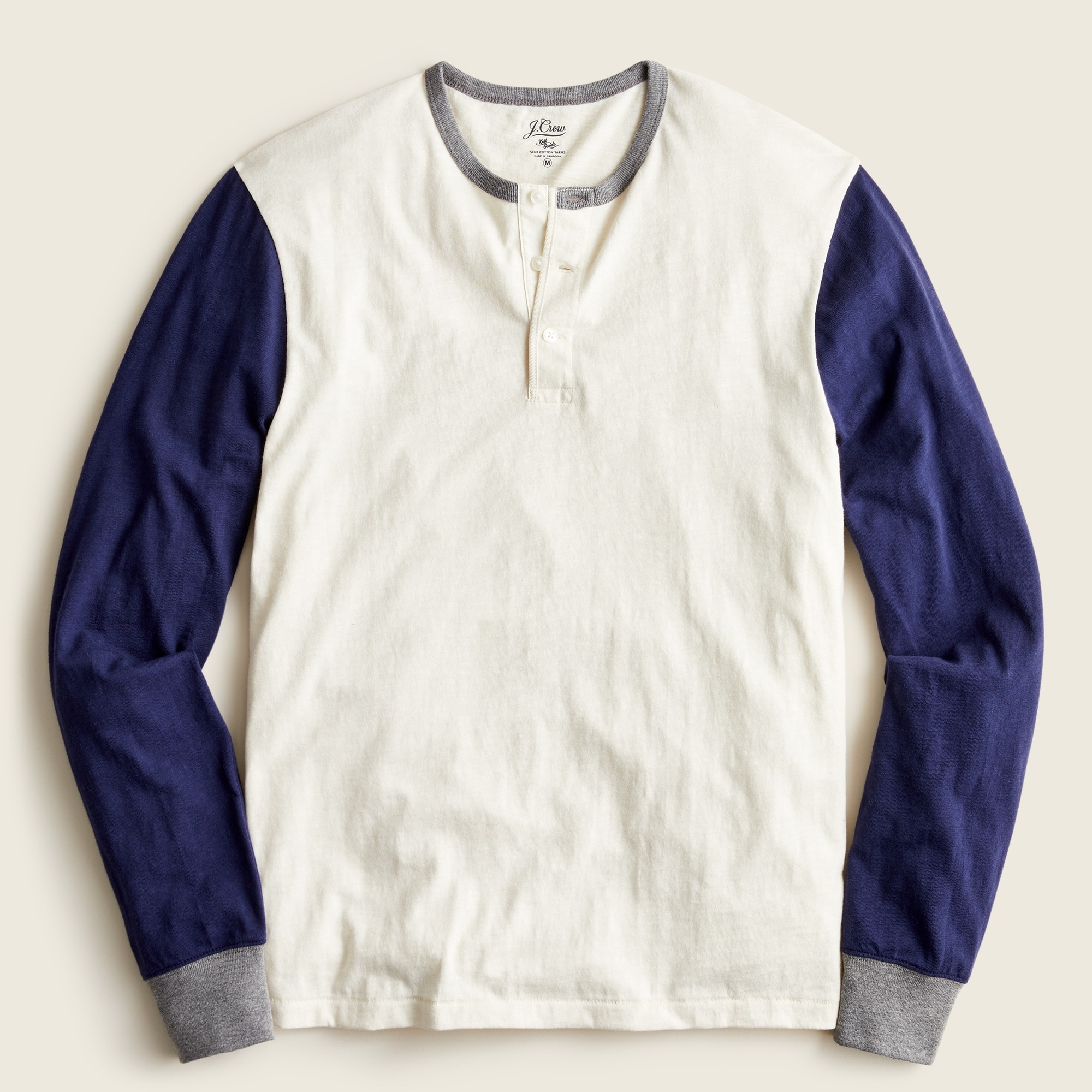 J.Crew: Slub Cotton Henley In Colorblock For Men