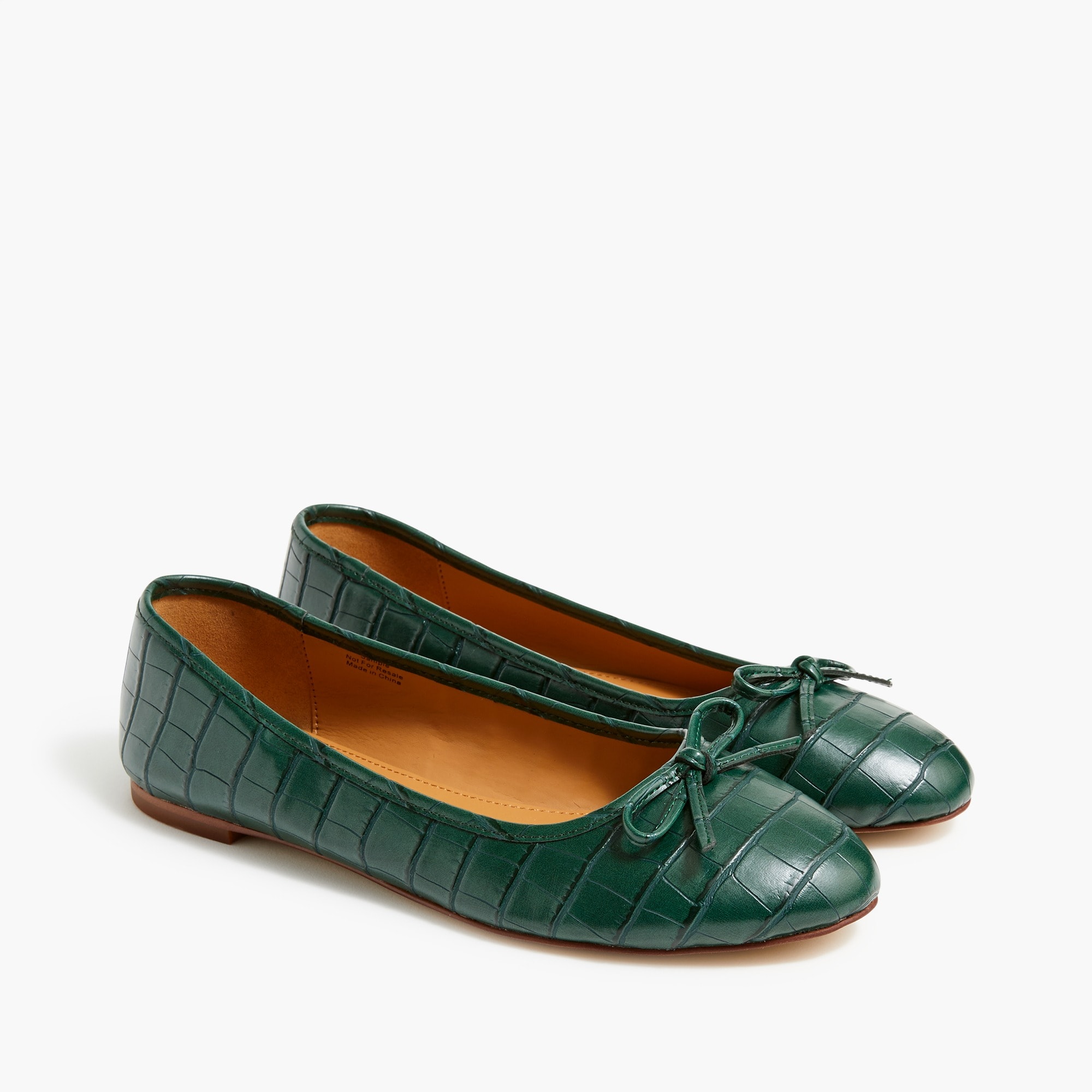 crocodile-embossed ballet flats for women