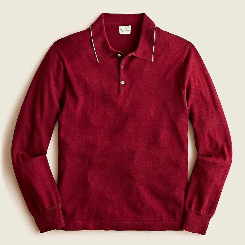 j.crew: cotton-silk tipped-collar sweater for men, right side, view zoomed