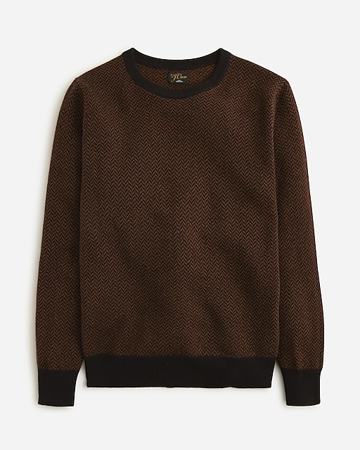 mens Cashmere herringbone jacquard crewneck sweater