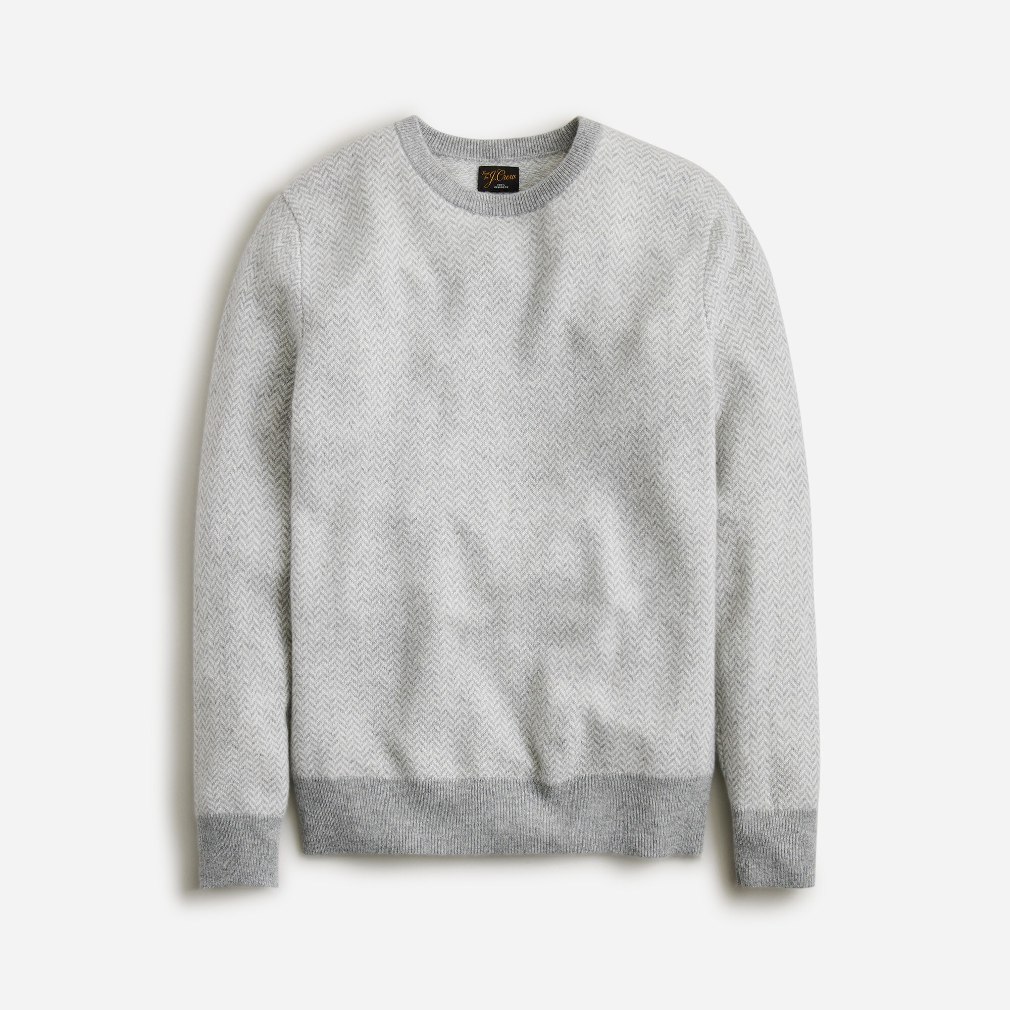 Cashmere Herringbone Jacquard Crewneck Sweater For Men | J.Crew