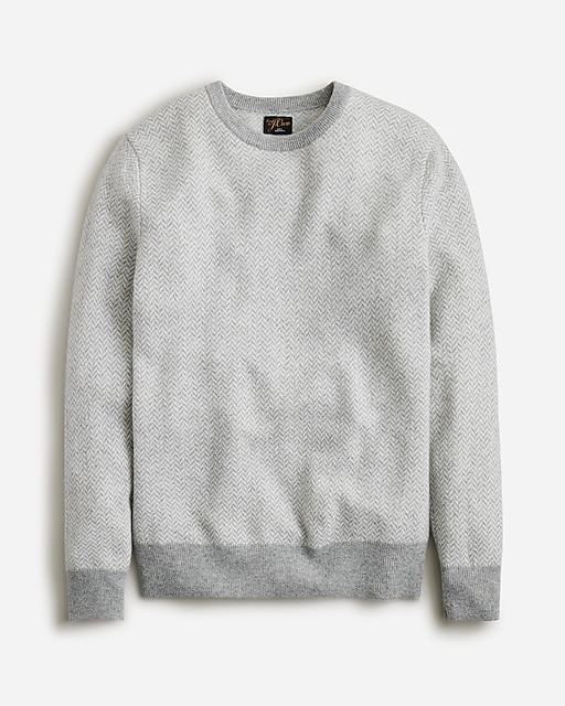 mens Cashmere herringbone jacquard crewneck sweater