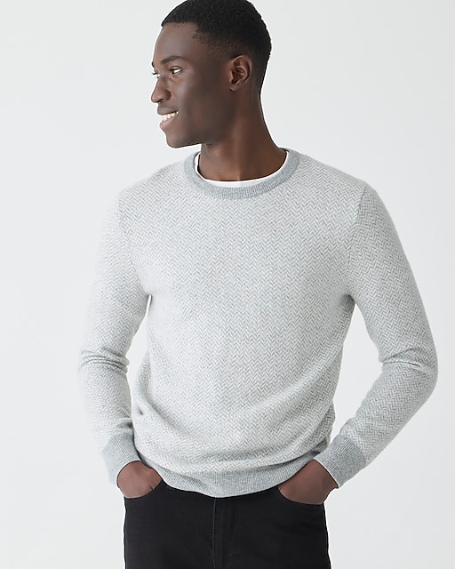 Cashmere herringbone jacquard crewneck sweater