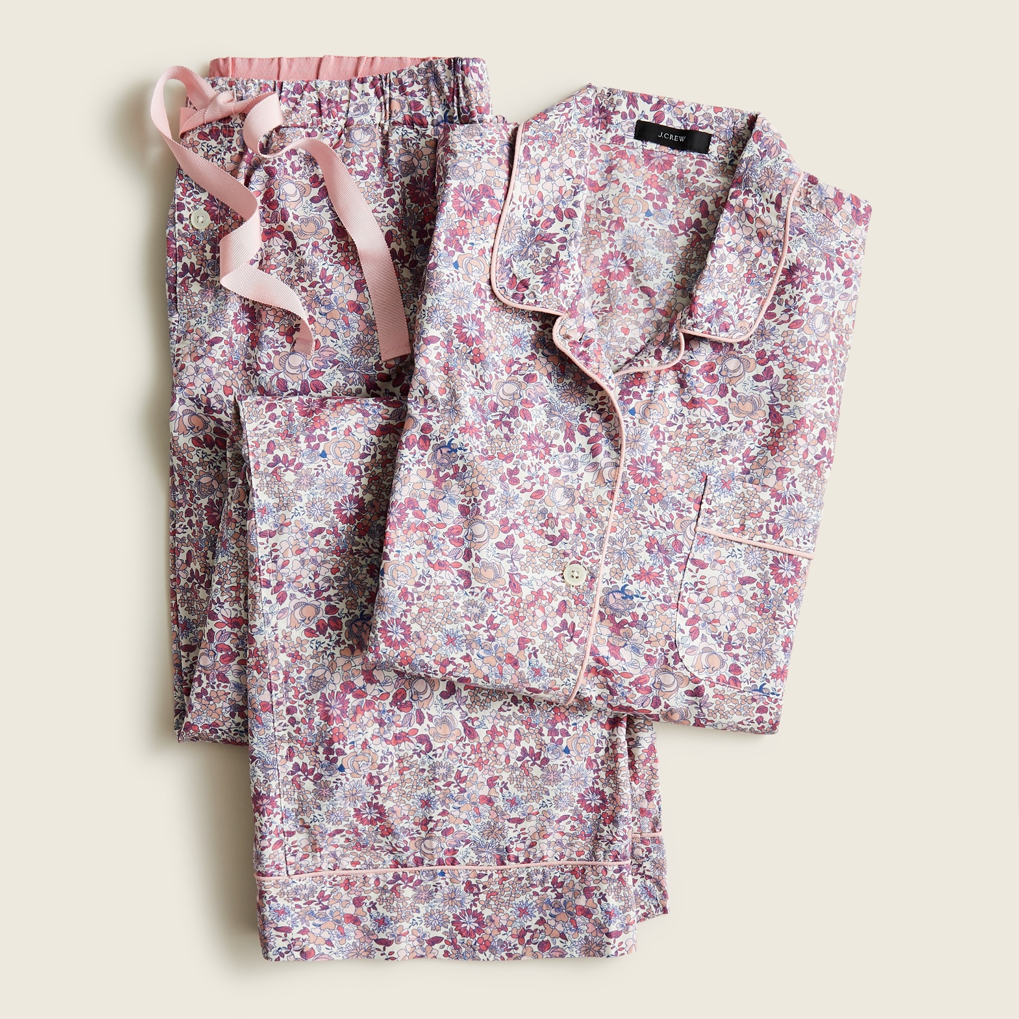 J.Crew: Cotton Poplin Long-sleeve Pajama Set In Blooming Floral