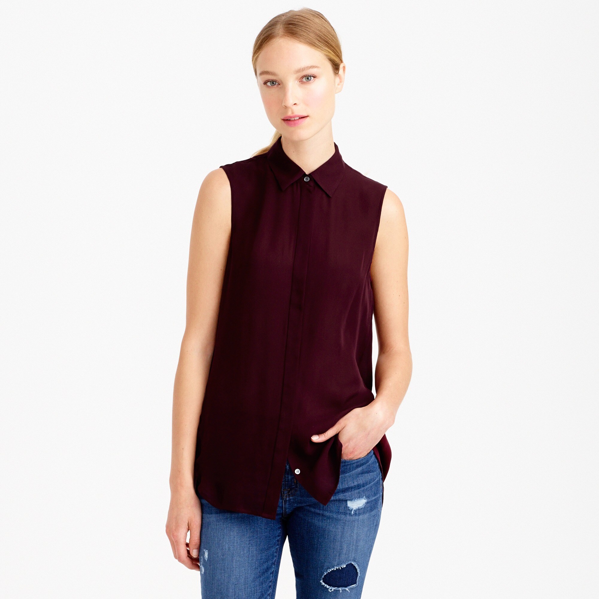 Silk sleeveless blouse