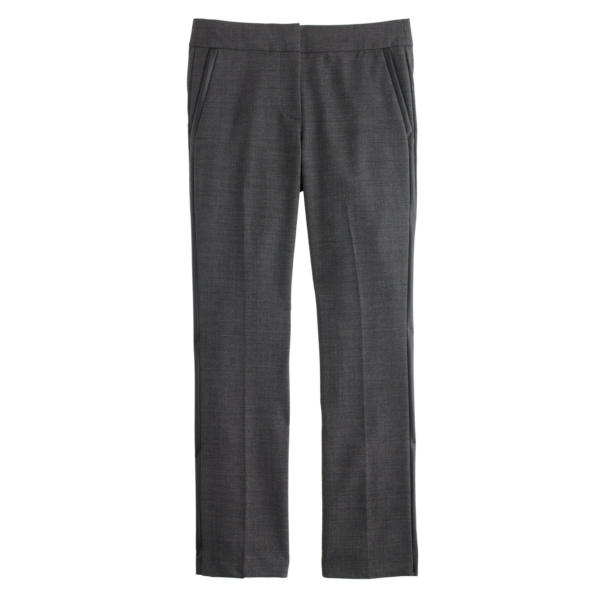 Campbell capri pant in bi-stretch wool with leather tuxedo stripe