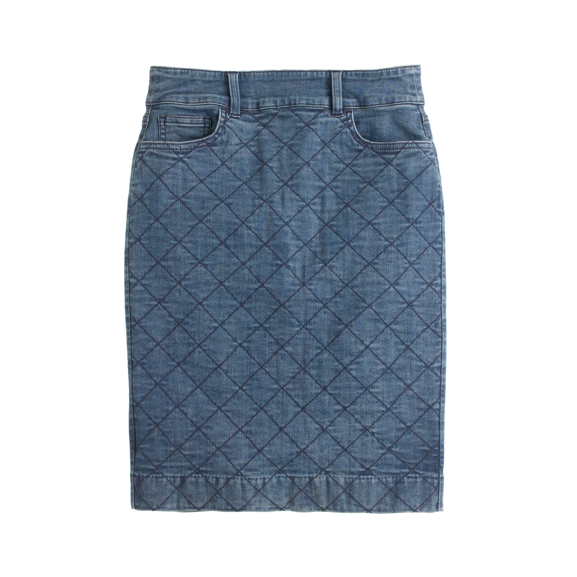 Quilted denim pencil skirt