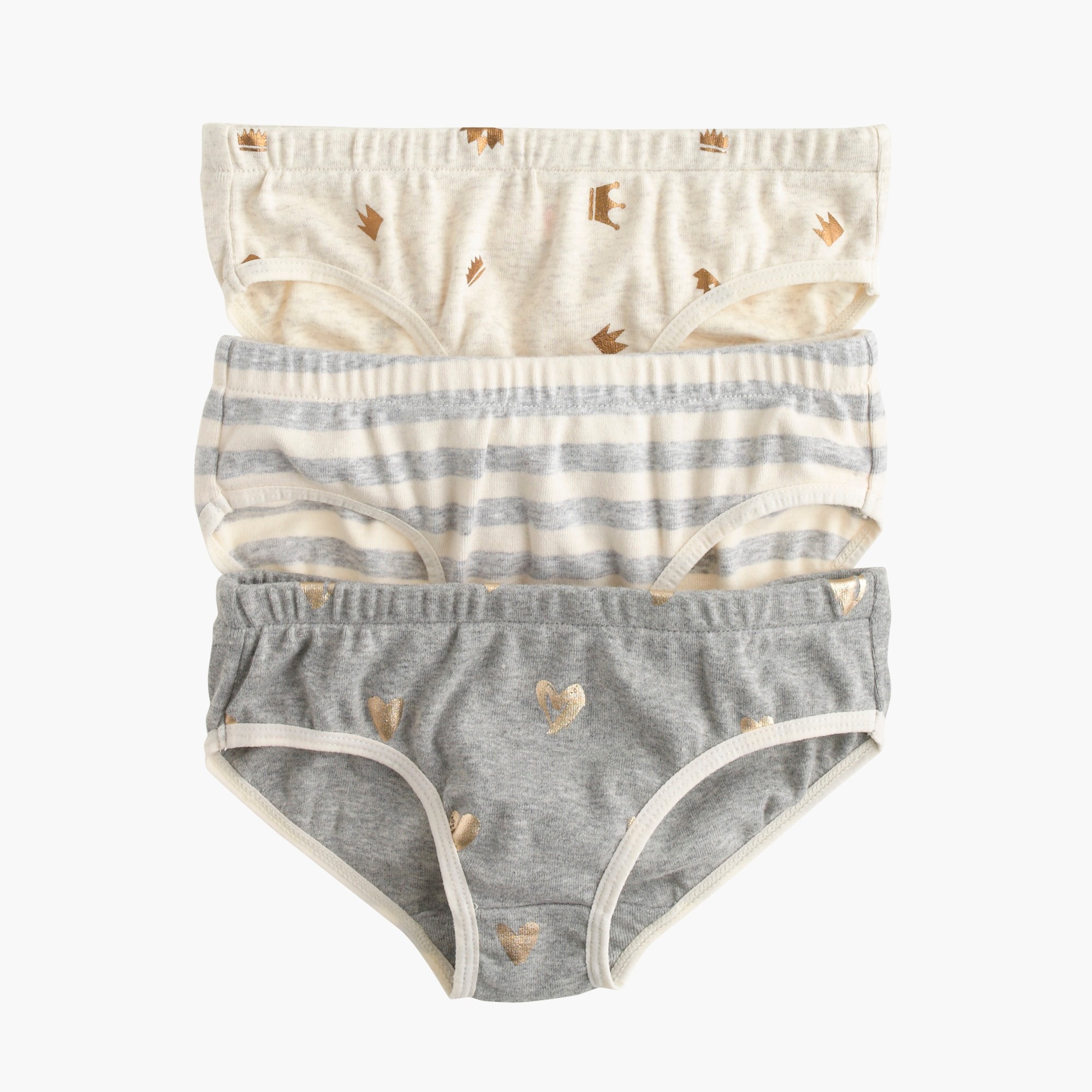 Girls' underwear three-pack in stripe heart