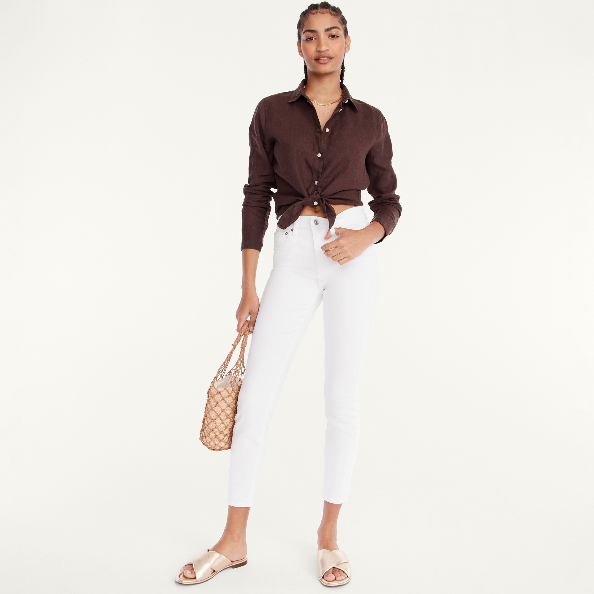 9" mid-rise toothpick jean in white