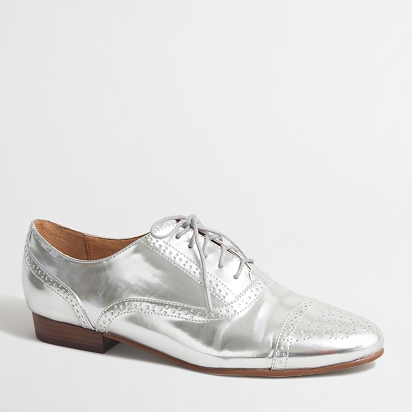 factory: metallic oxfords for women, right side, view zoomed