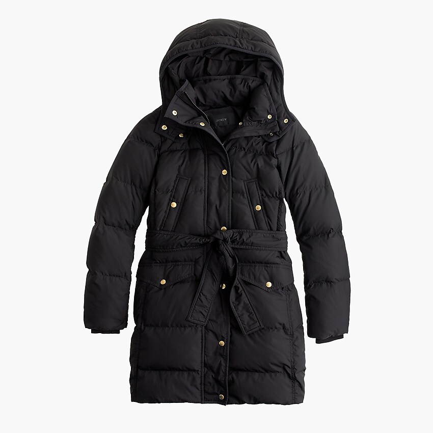 j.crew: wintress belted puffer coat for women, right side, view zoomed