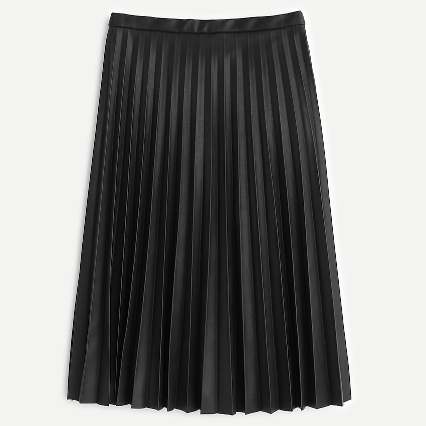 J.Crew: Faux-leather Pleated Midi Skirt For Women