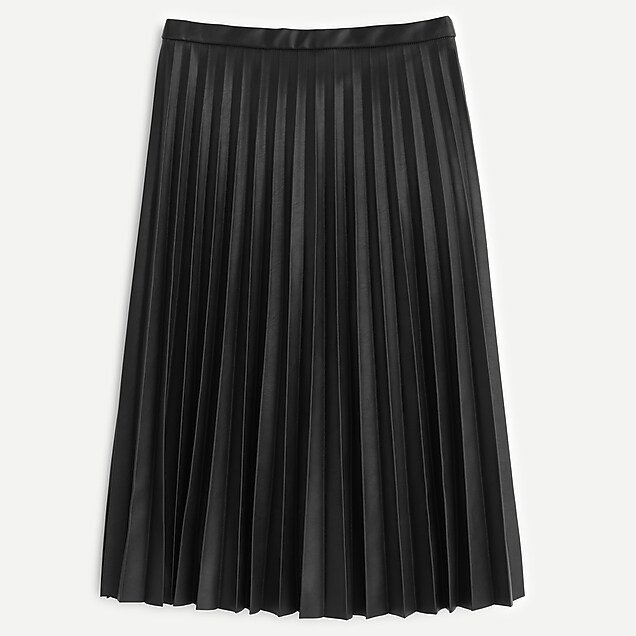 Faux-Leather Pleated Midi Skirt : Women's Skirts | J.Crew