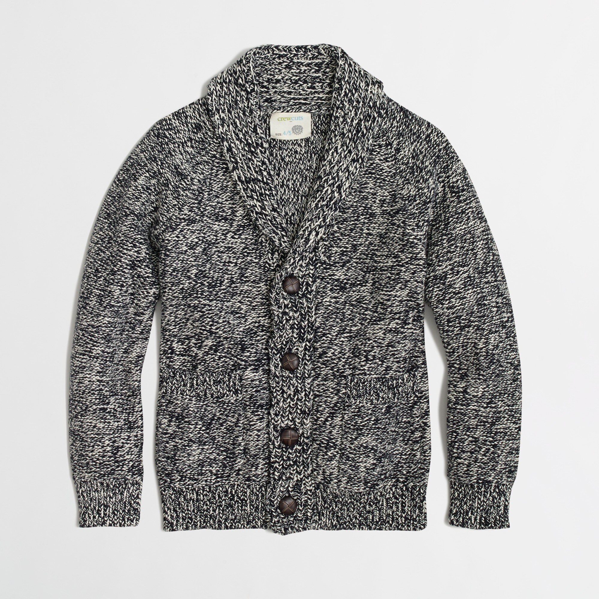 Boys' marled shawl-collar cardigan sweater