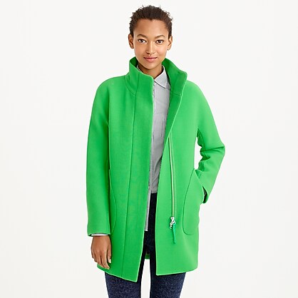 Double-cloth patch-pocket cocoon coat
