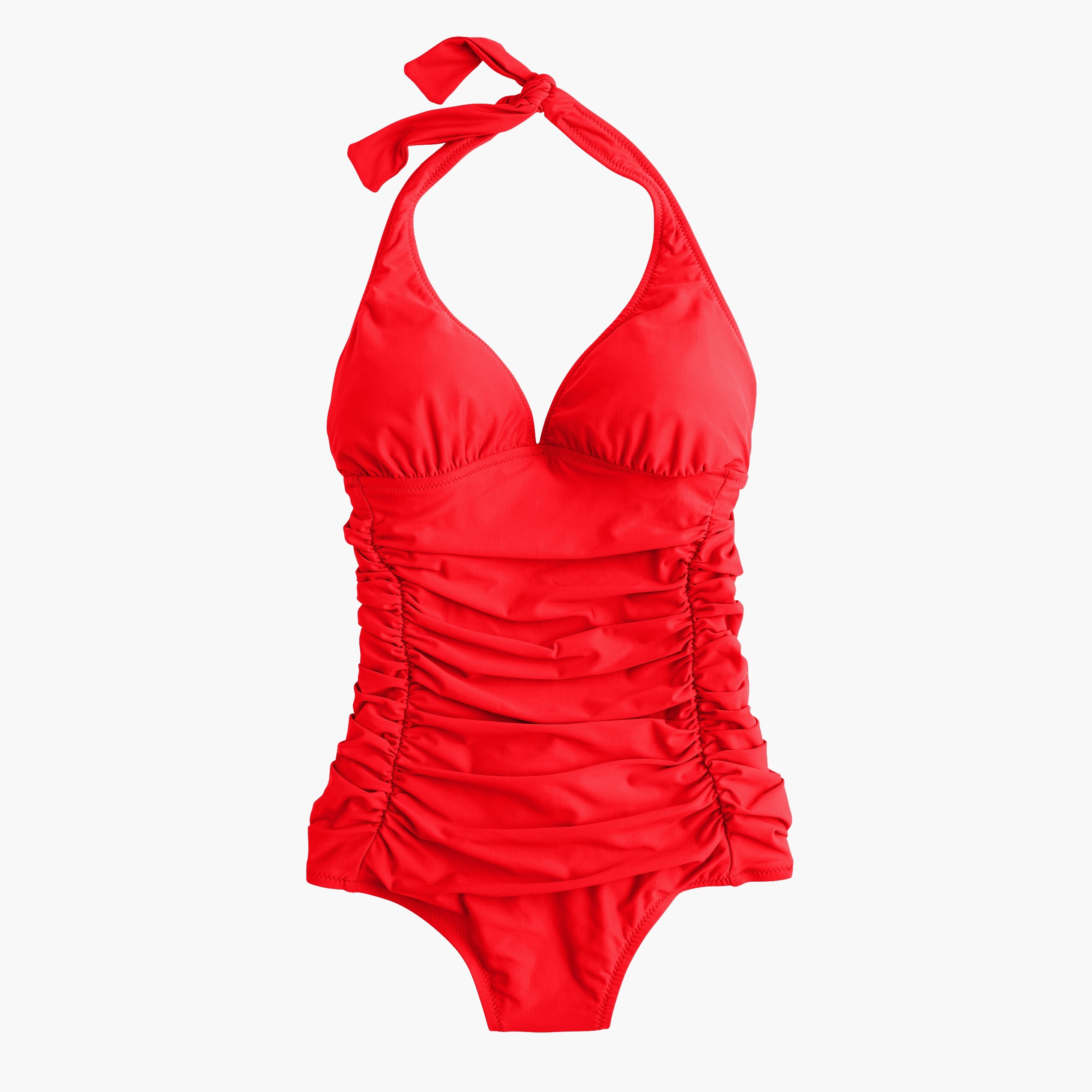 Ruched halter one-piece swimsuit