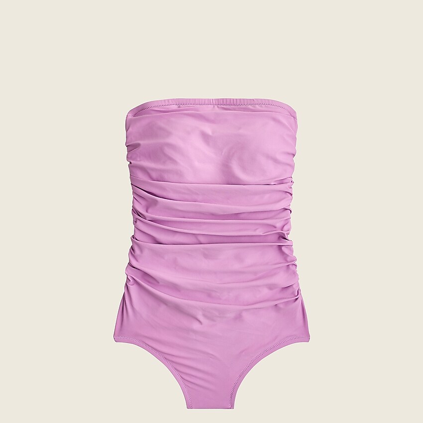 j.crew: ruched bandeau one-piece swimsuit for women, right side, view zoomed