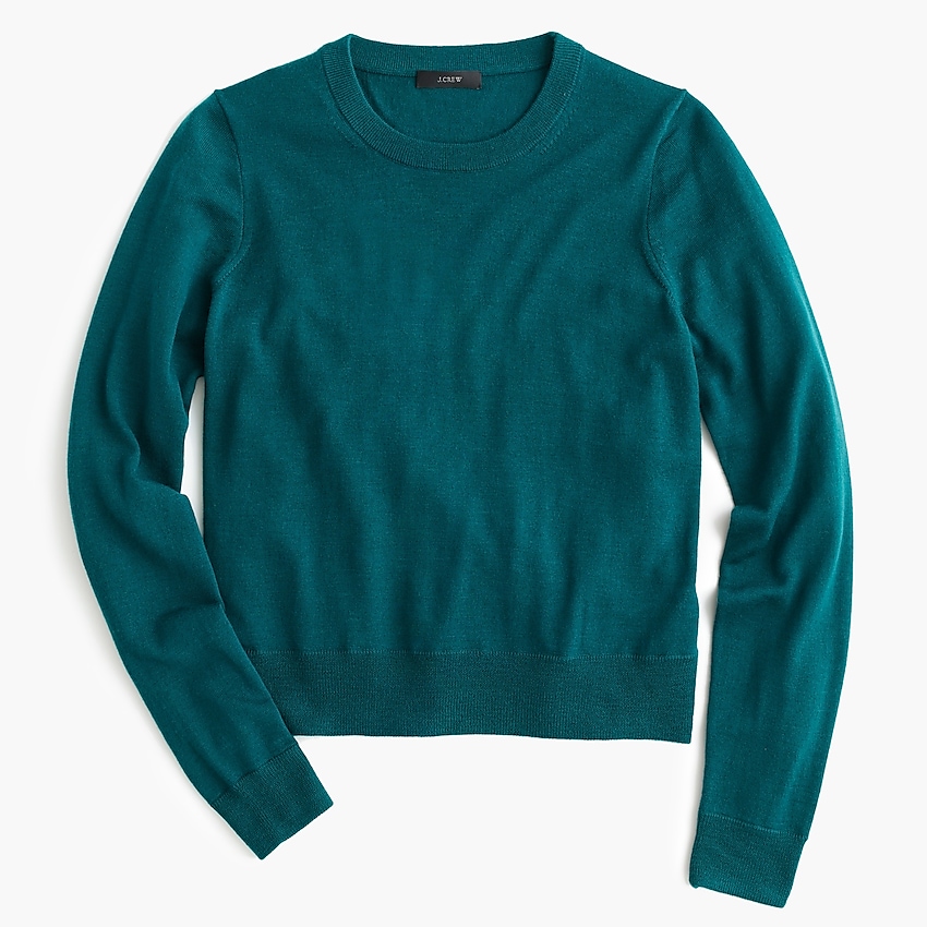 j.crew: merino wool crewneck sweater for women, right side, view zoomed