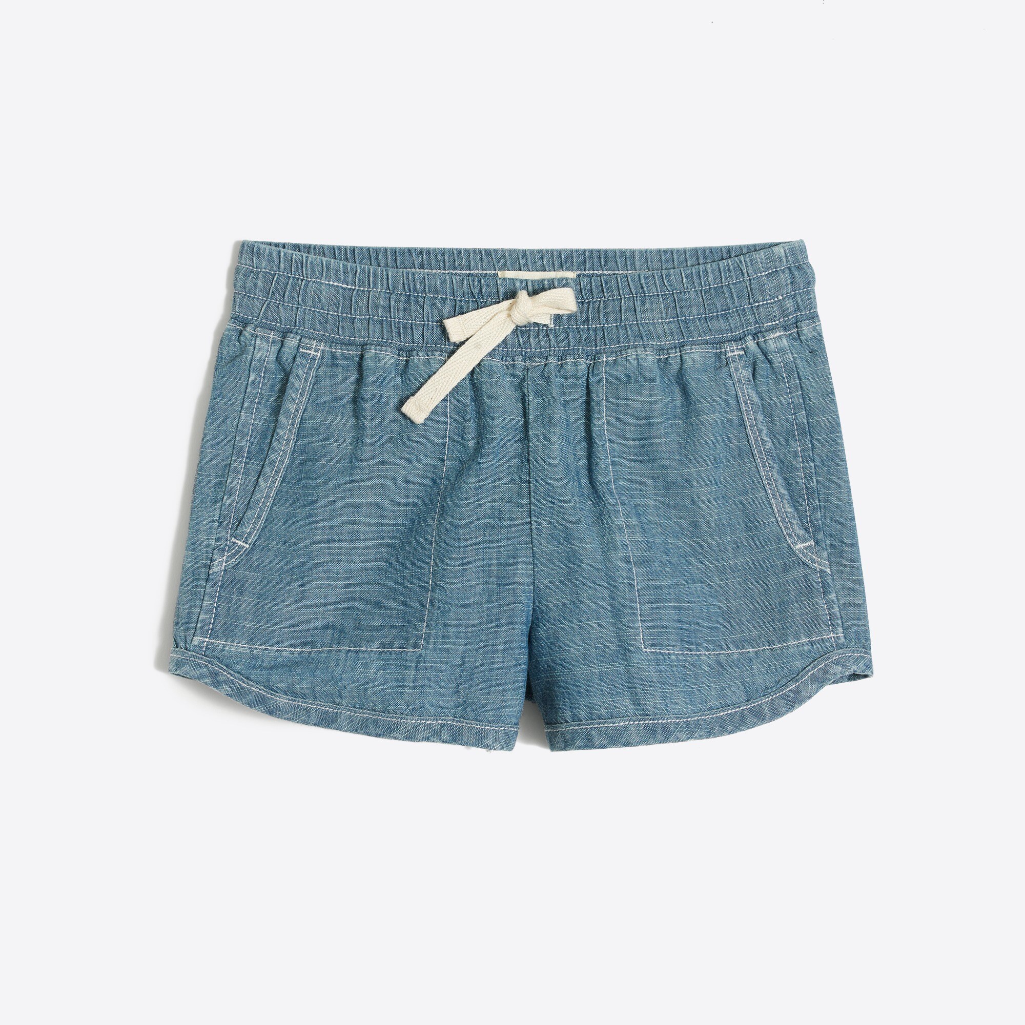girls' pull-on short in chambray for girls