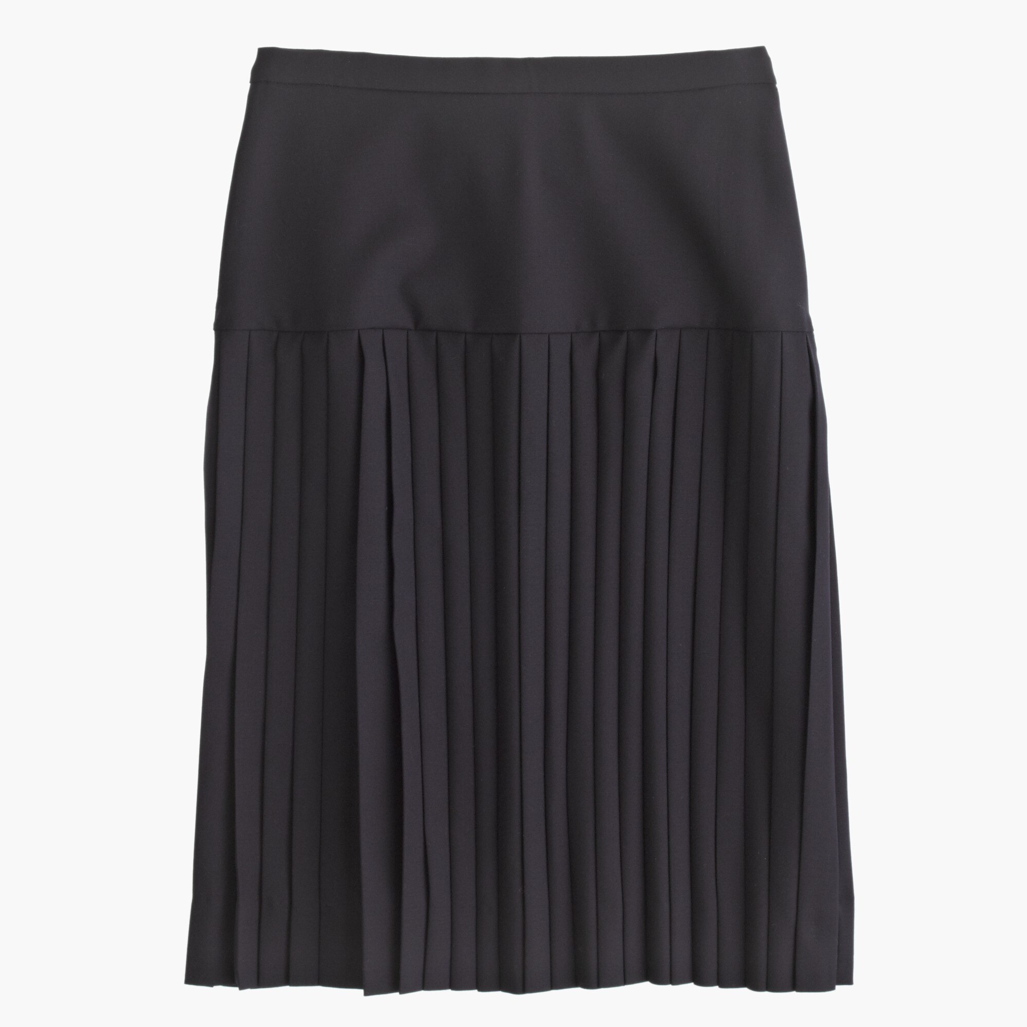 Drop-waist pleated skirt in Super 120s wool