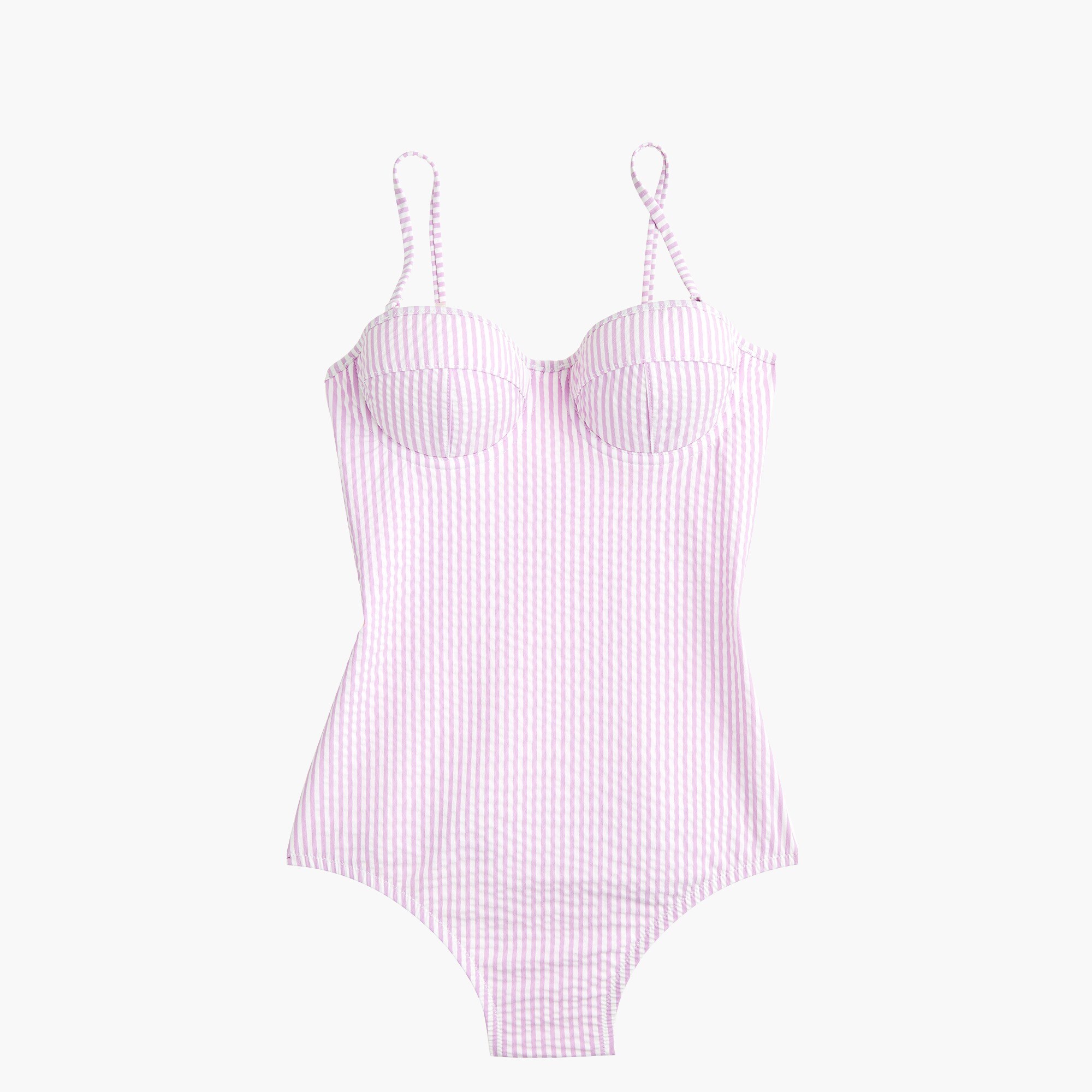 Seersucker underwire one-piece swimsuit