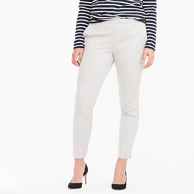 Women's Martie Slim Crop Pant In Stretch Cotton With Side Zip - Women's ...