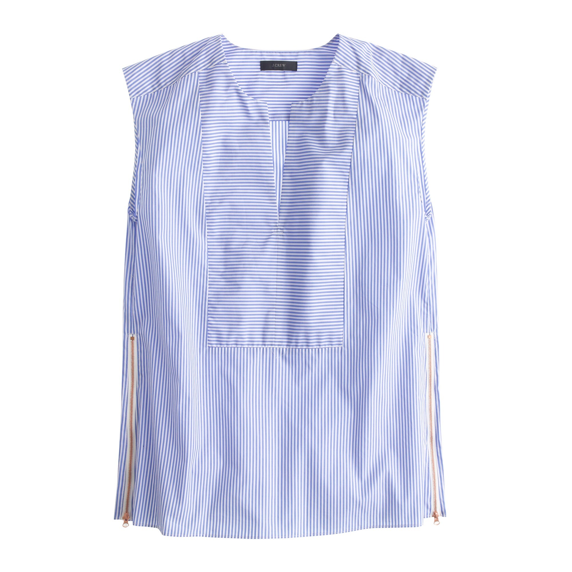Sleeveless side-zip top in stripe