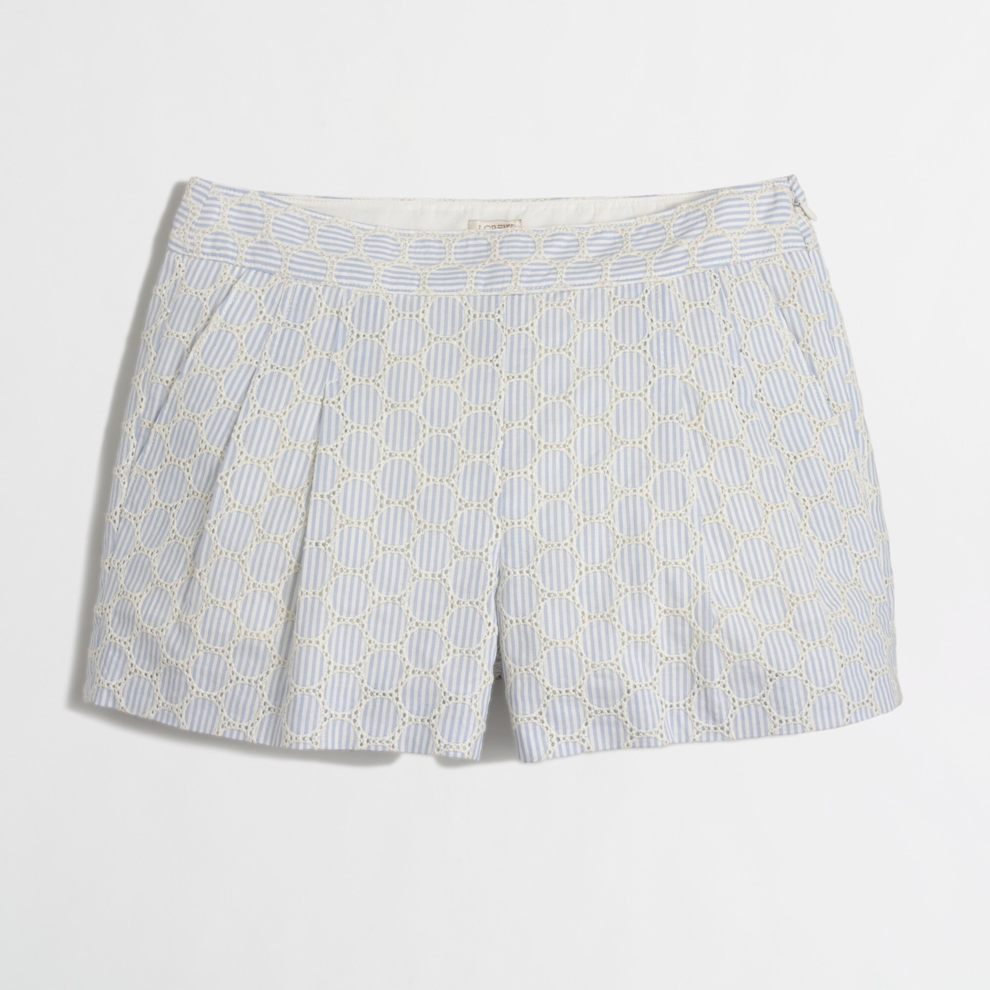 seersucker eyelet pleated short for women