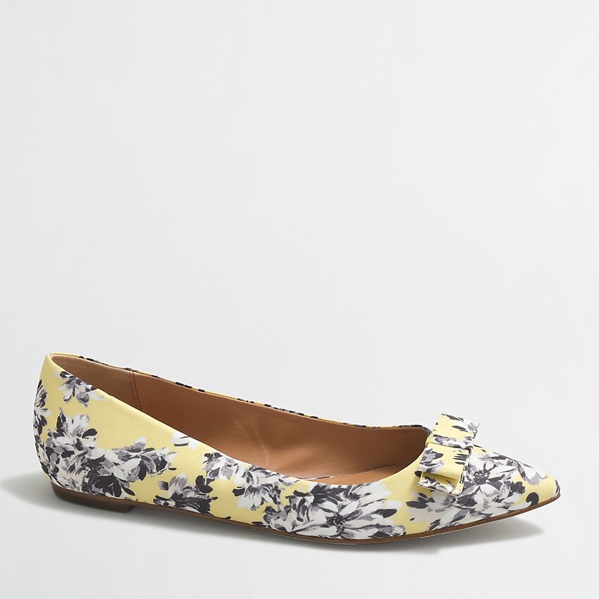factory: amelia printed flats with bow for women, right side, view zoomed