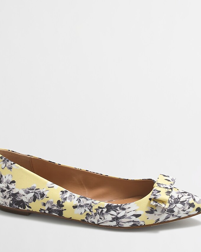 factory: amelia printed flats with bow for women, right side, view zoomed