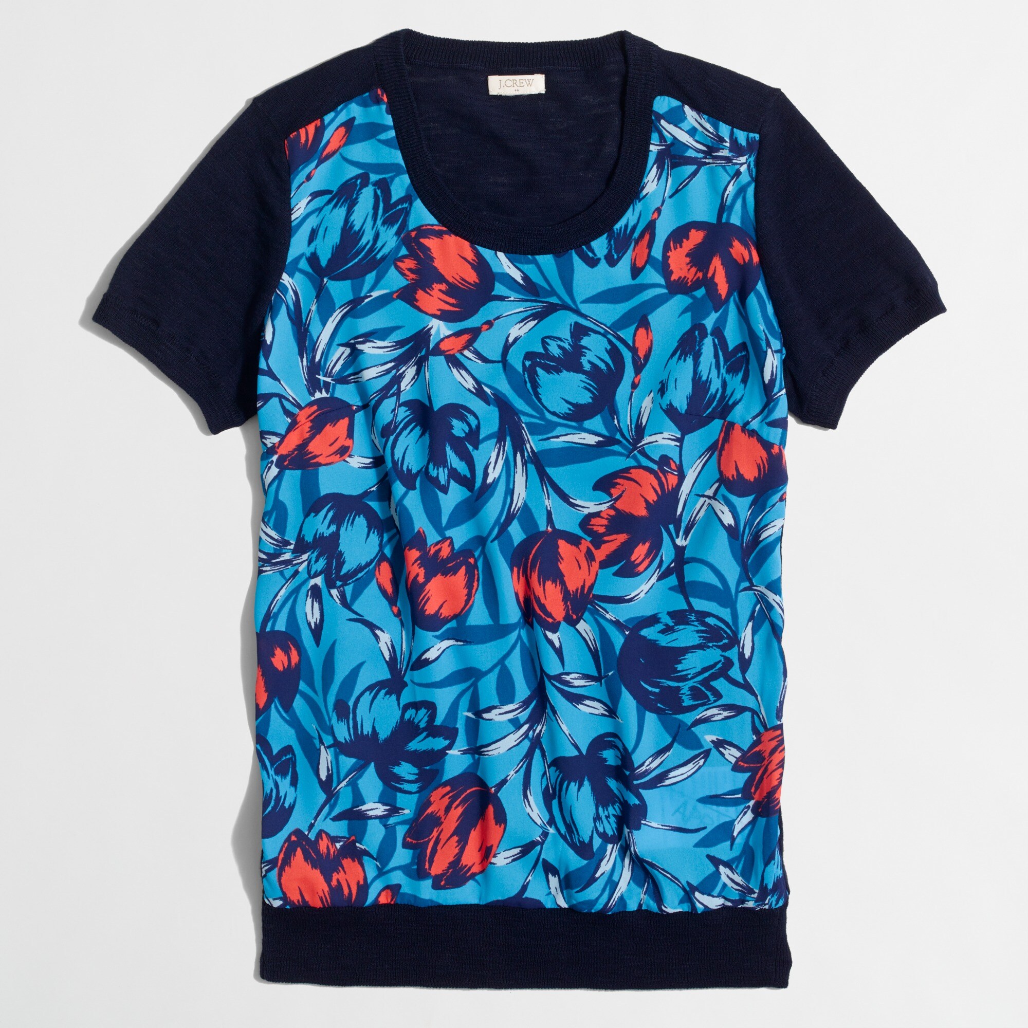 woven-panel heathered sweater for women