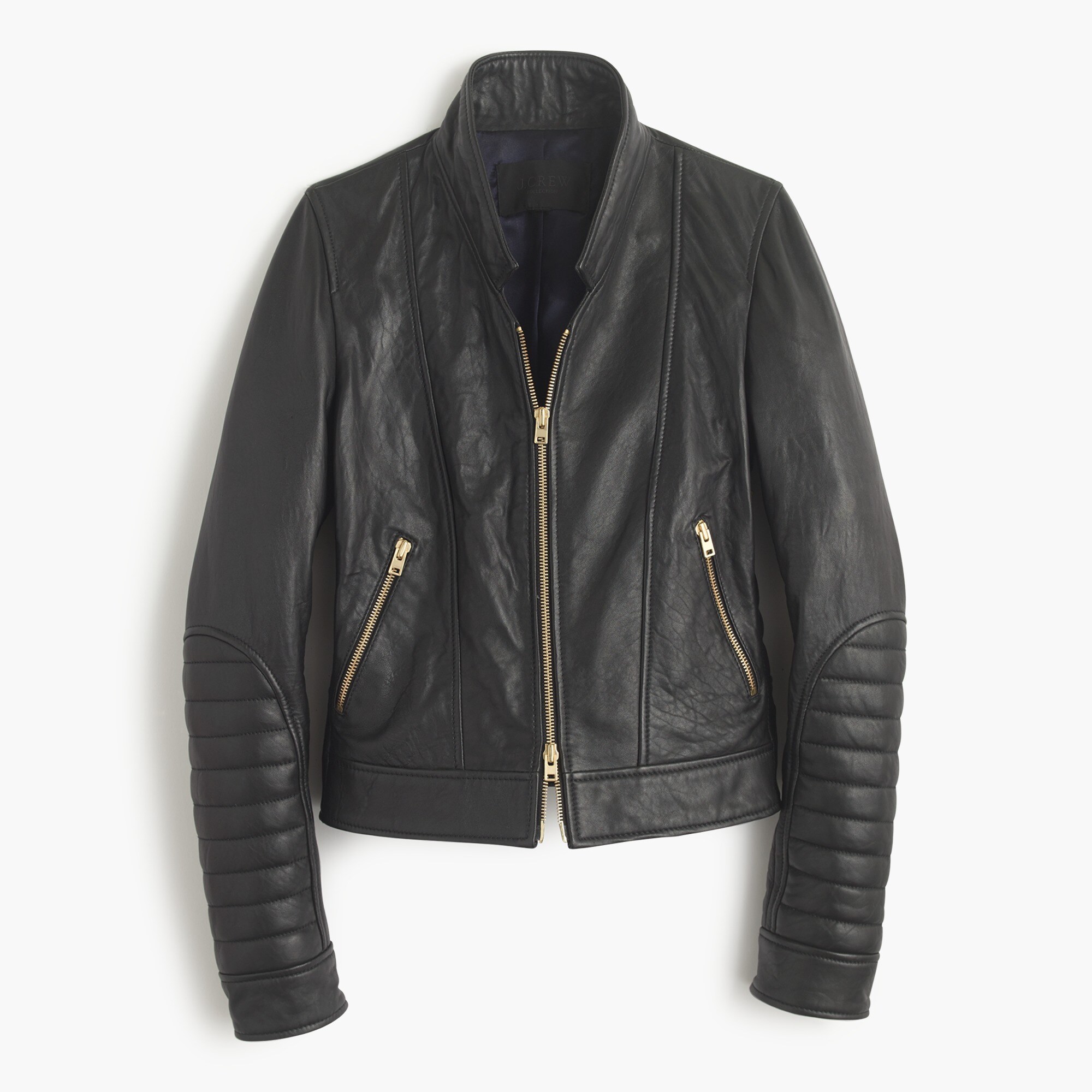 Collection standing-collar leather jacket